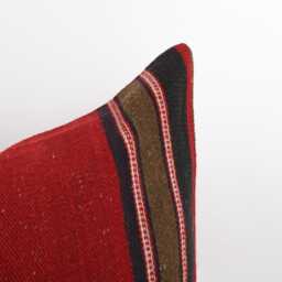 Handwoven Wool Kilim Pillow Cover, 24x24 Inch Boho Home Decor Case - thumbnail 2