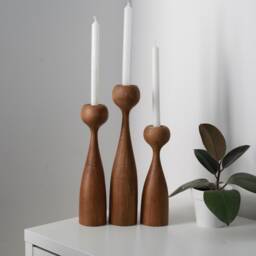 Handmade Wooden Candlestick Set Scandinavian Table Decor - thumbnail 4