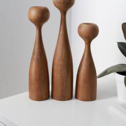 Handmade Wooden Candlestick Set Scandinavian Table Decor - thumbnail 2