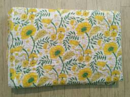 Yellow Floral Indian Handmade Kantha Quilt , Kantha Bedspread, Blanket Coverlet , Throw Size-Multi - thumbnail 1