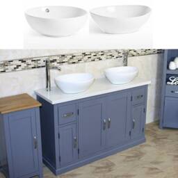 Grey Painted Bathroom Vanity Unit 123cm Wide With White Quartz Top & Ceramic Basin Set 402Gwqcbcx2 - thumbnail 2
