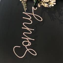 Personalised Wire Name Christmas Ornament Handmade Velvet Ribbon Decoration - thumbnail 3