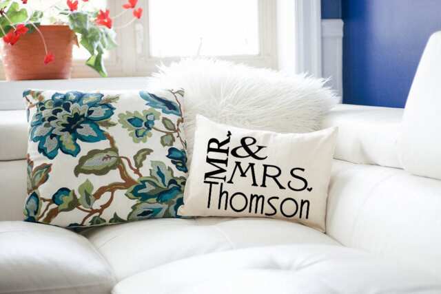 Personalized Pillow, Mr. & Mrs., Silver Anniversary, 2nd Cotton Heart, Wedding Gift, Anniversary Gift -Connally - image 1