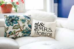 Personalized Pillow, Mr. & Mrs., Silver Anniversary, 2nd Cotton Heart, Wedding Gift, Anniversary Gift -Connally - thumbnail 1