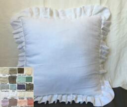 Pleated Ruffle Euro Sham, Linen Pillow Covers, Accented Sham Protector, Over 41 Colors & Patterns - thumbnail 1