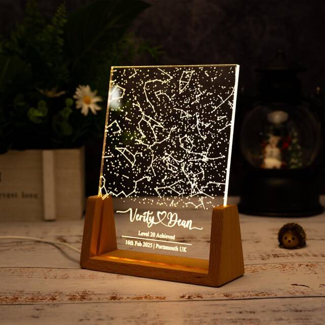 Personalized Constellation Chart Lamp, Star Map Night Light By Date, Wedding Anniversary Gift For Couples Gift, Personalized Him Her - image 1