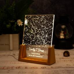 Personalized Constellation Chart Lamp, Star Map Night Light By Date, Wedding Anniversary Gift For Couples Gift, Personalized Him Her - thumbnail 1