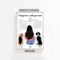 Personalised Dog & Owner Print, Dog Portrait, Dog Print, New Gift, Dog Memorial Print, Personalised Pet Mum Gift - thumbnail 1