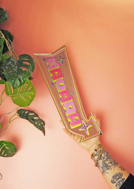 Retro Arcade Arrow Mirror - Green & Pink - image 1