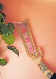 Retro Arcade Arrow Mirror - Green & Pink