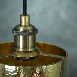 Kitchen Brass Pendant Light, Hammered Cylindric Ceiling Light Lampshade - thumbnail 3