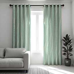 Light Green Leaf Curtains, Modern Botanical Fern Pattern Drapes, Custom Made Window Panels For Living Room Or Bedroom Decor - thumbnail 3
