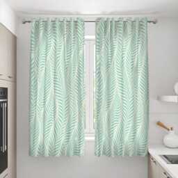 Light Green Leaf Curtains, Modern Botanical Fern Pattern Drapes, Custom Made Window Panels For Living Room Or Bedroom Decor - thumbnail 2