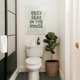 Best Seat in The House Art Print, Funny Above Toilet Wall Art, Trendy Retro Green Bathroom Decor - thumbnail 2