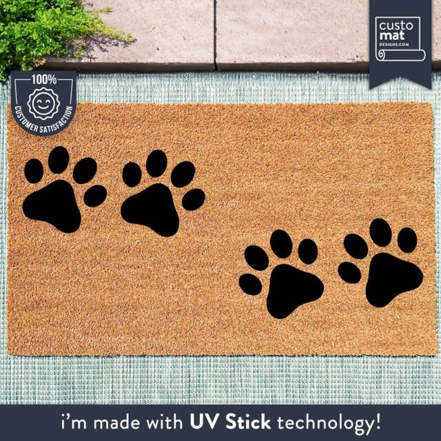 Pet Paw Print Doormat - Custom Coir Mat Dog & Cat Door Cute Animal Lover Gift Home Decor - image 1