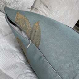 Flower Bird Design Cushion Cover in Duck Egg Teal, Decorative Throw Pillow Cover For Sofa Or Bed, Handmade UK - John Lewis Fabric - thumbnail 3