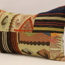 Turkish Kilim Pillow Patchwork, Throw Pillow Accent Sofa Pillow, Lumbar Covers 12X20 in - 30 X 50 cm 4Oef-1038 - thumbnail 3