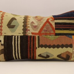 Turkish Kilim Pillow Patchwork, Throw Pillow Accent Sofa Pillow, Lumbar Covers 12X20 in - 30 X 50 cm 4Oef-1038 - thumbnail 2