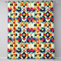 Abstract Geometric Patchwork Color Blocks Modern Art Seamless Pattern Readymade Eyelet Ring Top Thermal 100% Blackout Curtains - thumbnail 2