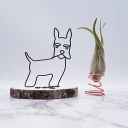 Wire Schnauzer Sculpture, Custom Dog Art, Home Decor - thumbnail 2