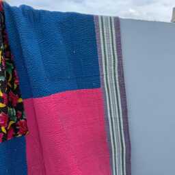 Handmade Block Print Patchwork Reversible Cotton Kantha Quilt Indian Bohemian Bedding - thumbnail 3