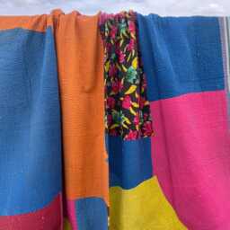 Handmade Block Print Patchwork Reversible Cotton Kantha Quilt Indian Bohemian Bedding - thumbnail 2