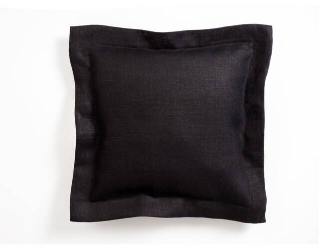 Black Linen Pillow Cover Handmade Decorative Flange Case - image 1