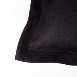 Black Linen Pillow Cover Handmade Decorative Flange Case - thumbnail 3