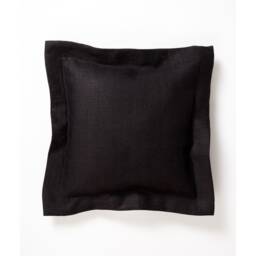 Black Linen Pillow Cover Handmade Decorative Flange Case - thumbnail 2