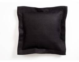 Black Linen Pillow Cover Handmade Decorative Flange Case - thumbnail 1