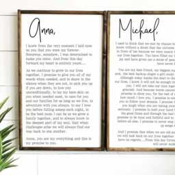 Custom Wedding Vows Wood Sign Set His & Hers Bedroom Wall Art - thumbnail 2