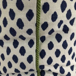 "Blue & White Decorative Pillow Cover with Green Rope Cording Rear Lapped Zip, 22""x22" - thumbnail 3