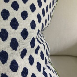 "Blue & White Decorative Pillow Cover with Green Rope Cording Rear Lapped Zip, 22""x22" - thumbnail 2