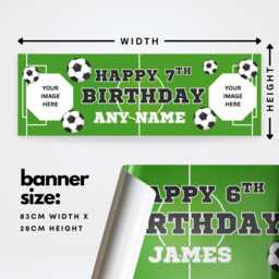 Personalised Football Birthday Banner - Custom Name, Age & Photos Sports Themed Kids Party Decoration - Decor For Boys - thumbnail 2