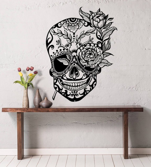 Sugar Skull Wall Decal Day Of The Dead, Mexican Home Decor - image 1