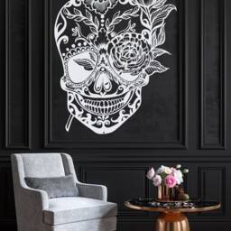 Sugar Skull Wall Decal Day Of The Dead, Mexican Home Decor - thumbnail 3