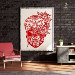 Sugar Skull Wall Decal Day Of The Dead, Mexican Home Decor - thumbnail 2