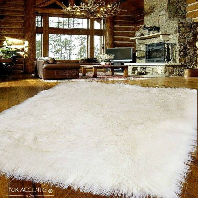 Plush Faux Sheepskin Rug - Shaggy White Fur Area Rug, Handmade in Usa - image 1