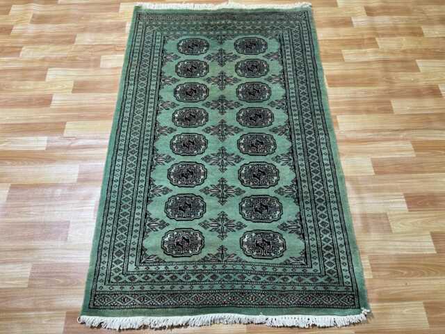 3x5 Pistachio Green Bokhara Rug - Washable Kitchen Wool Living Room Hand Knotted Wall Turkish - image 1