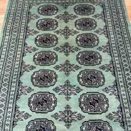 3x5 Pistachio Green Bokhara Rug - Washable Kitchen Wool Living Room Hand Knotted Wall Turkish - thumbnail 3