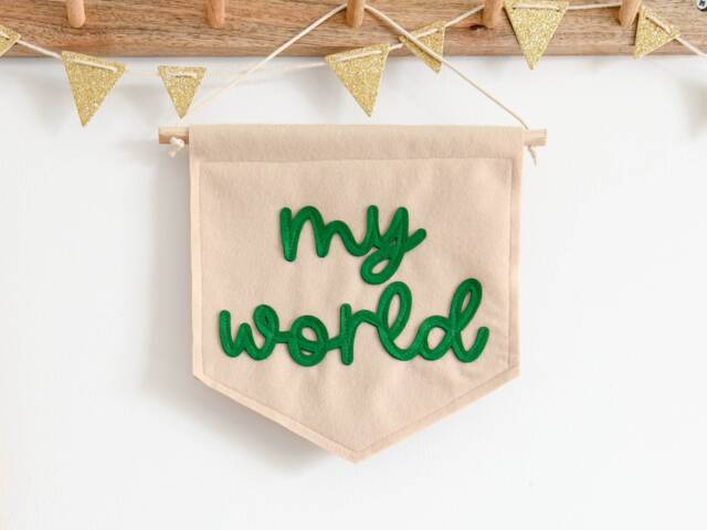 My World Mini Felt Nursery Banner Kids Room Decor Nursery Wall Flag - image 1