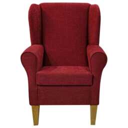 Claret Cotton Wingback Armchair Easyclean Fireside Accent Chair - thumbnail 2