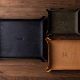 Monogrammed Leather Catchall - Groomsmen Gift, Personalized Valet Tray, Custom Gift For Him, Anniversary Monogrammed - thumbnail 3