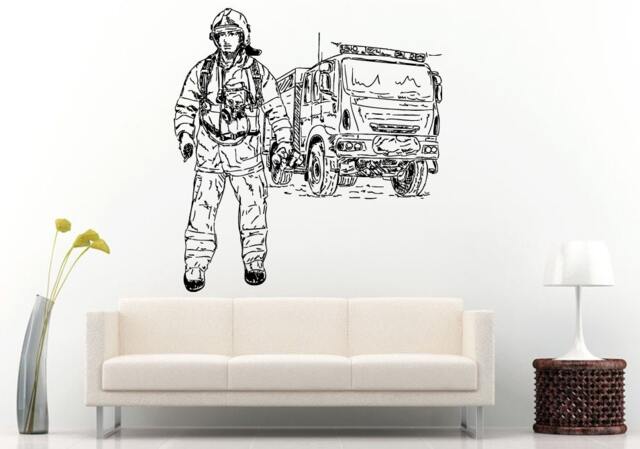 Fire Department Rescue Firetruck Truck Fireman Firefighter Kids Baby Nursery Children Wall Decal Vinyl Sticker Mural Room Decor L828 - image 1