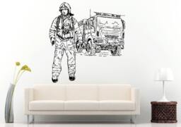 Fire Department Rescue Firetruck Truck Fireman Firefighter Kids Baby Nursery Children Wall Decal Vinyl Sticker Mural Room Decor L828 - thumbnail 1
