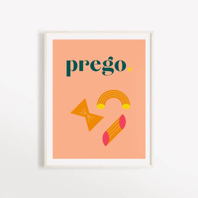Pink Prego Pasta Art Print Italian Kitchen Decor - image 1