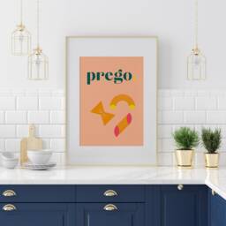 Pink Prego Pasta Art Print Italian Kitchen Decor - thumbnail 2