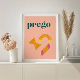 Pink Prego Pasta Art Print Italian Kitchen Decor - thumbnail 3