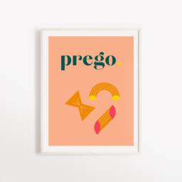 Pink Prego Pasta Art Print Italian Kitchen Decor - thumbnail 1