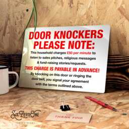 Door Knockers 50 Pounds Metal Sign - Worn Rusty/Clean Look Print. Nuisance Cold Call Junk Mail Notice - thumbnail 2